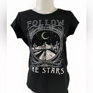 Wound Up Follow The Stars Black T Shirt Size Medium